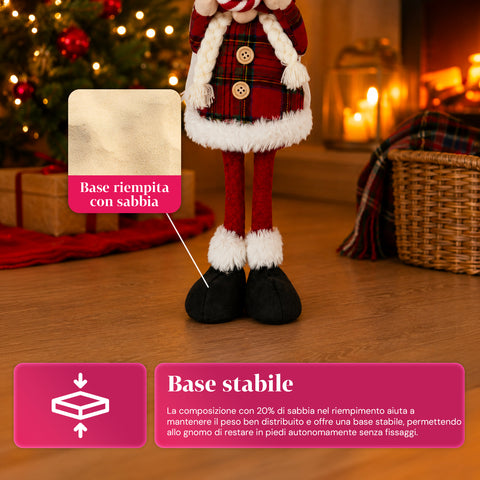 Gnomo navideño decorativo de tejido suave, adorno navideño con gorro largo y copos de nieve, disponible en 35 y 50 cm