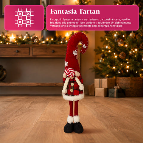 Gnomo navideño decorativo de tejido suave, adorno navideño con gorro largo y copos de nieve, disponible en 35 y 50 cm