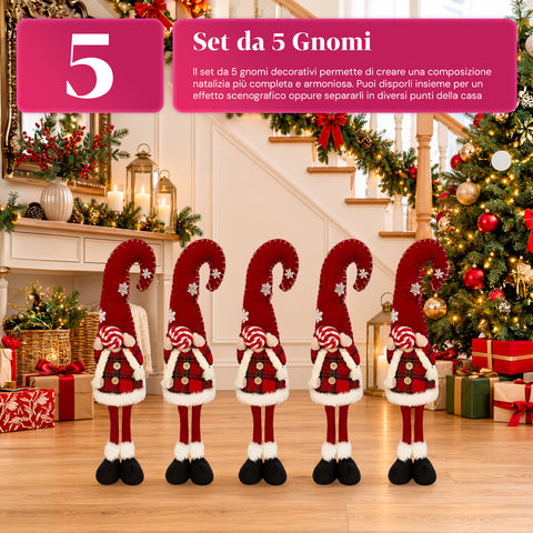 Gnomo navideño decorativo de tejido suave, adorno navideño con gorro largo y copos de nieve, disponible en 35 y 50 cm