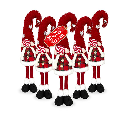 Gnomo navideño decorativo de tejido suave, adorno navideño con gorro largo y copos de nieve, disponible en 35 y 50 cm