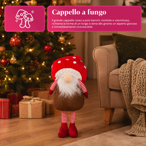 Gnomo navideño con forma de hongo y barba de 50 cm, adorno decorativo de Navidad