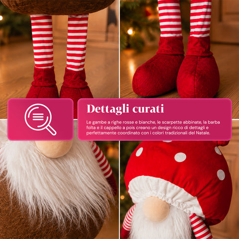 Gnomo navideño con forma de hongo y barba de 50 cm, adorno decorativo de Navidad