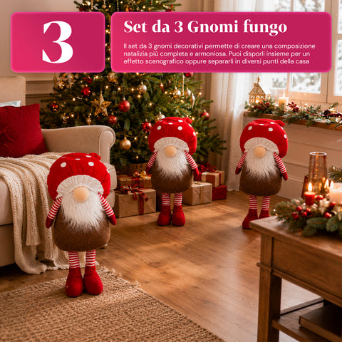 Gnomo navideño con forma de hongo y barba de 50 cm, adorno decorativo de Navidad