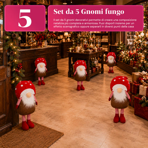 Gnomo navideño con forma de hongo y barba de 50 cm, adorno decorativo de Navidad