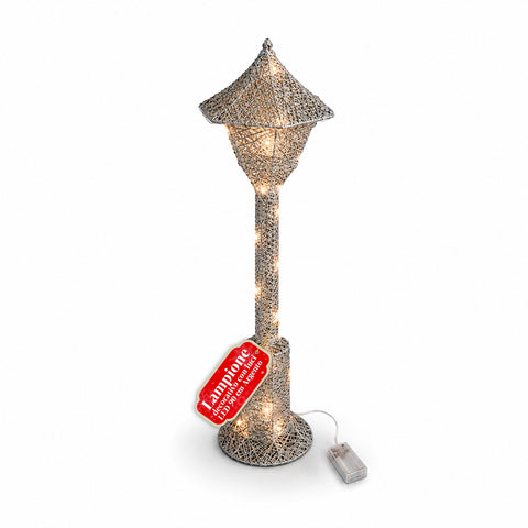 Farola decorativa navideña de 90 cm con purpurina y luces LED - 3 colores