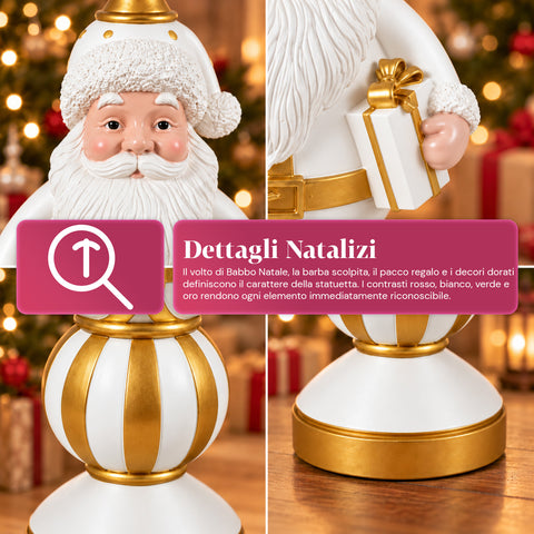 Figura navideña de 76 cm de resina, decoración de Papá Noel y soldadito cascanueces, blanca o roja