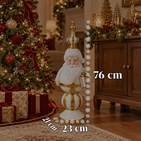 Figura navideña de 76 cm de resina, decoración de Papá Noel y soldadito cascanueces, blanca o roja