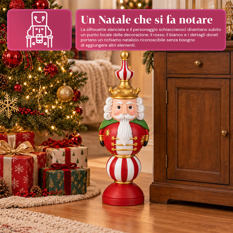 Figura navideña de 76 cm de resina, decoración de Papá Noel y soldadito cascanueces, blanca o roja