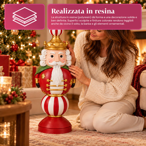 Figura navideña de 76 cm de resina, decoración de Papá Noel y soldadito cascanueces, blanca o roja