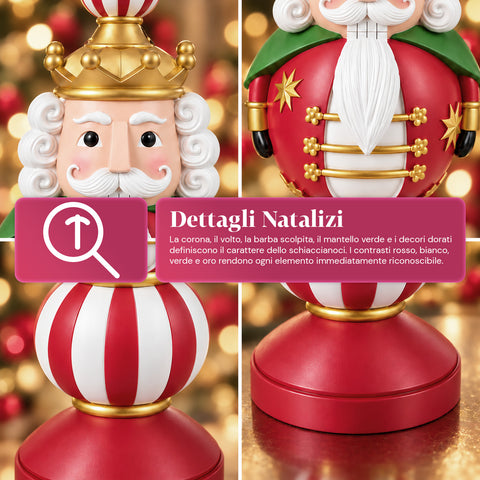 Figura navideña de 76 cm de resina, decoración de Papá Noel y soldadito cascanueces, blanca o roja