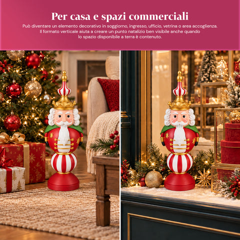 Figura navideña de 76 cm de resina, decoración de Papá Noel y soldadito cascanueces, blanca o roja
