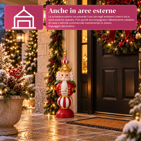 Figura navideña de 76 cm de resina, decoración de Papá Noel y soldadito cascanueces, blanca o roja