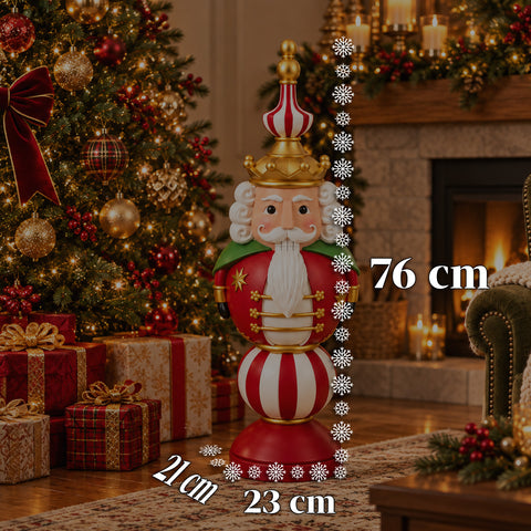 Figura navideña de 76 cm de resina, decoración de Papá Noel y soldadito cascanueces, blanca o roja