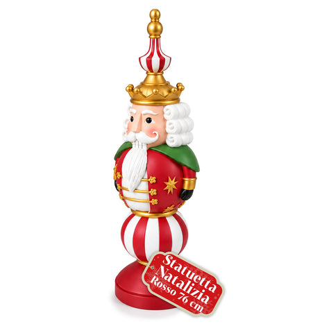 Figura navideña de 76 cm de resina, decoración de Papá Noel y soldadito cascanueces, blanca o roja