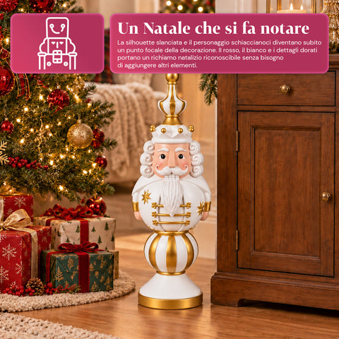 Figura navideña de 76 cm de resina, decoración de Papá Noel y soldadito cascanueces, blanca o roja
