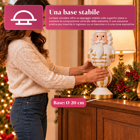 Figura navideña de 76 cm de resina, decoración de Papá Noel y soldadito cascanueces, blanca o roja