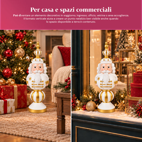 Figura navideña de 76 cm de resina, decoración de Papá Noel y soldadito cascanueces, blanca o roja