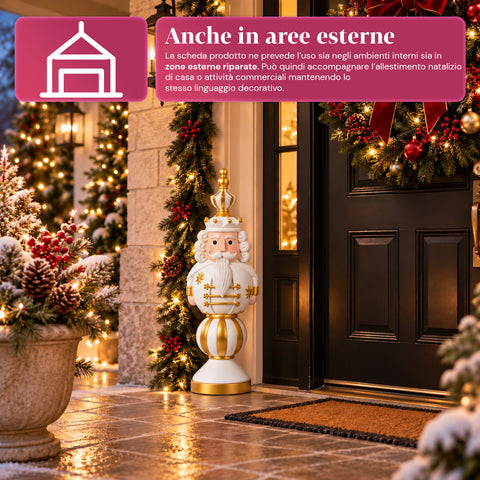 Figura navideña de 76 cm de resina, decoración de Papá Noel y soldadito cascanueces, blanca o roja