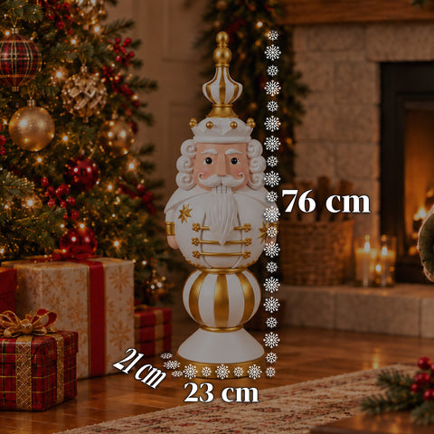 Figura navideña de 76 cm de resina, decoración de Papá Noel y soldadito cascanueces, blanca o roja