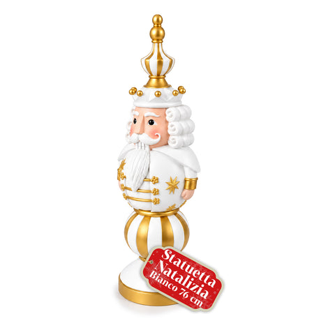 Figura navideña de 76 cm de resina, decoración de Papá Noel y soldadito cascanueces, blanca o roja