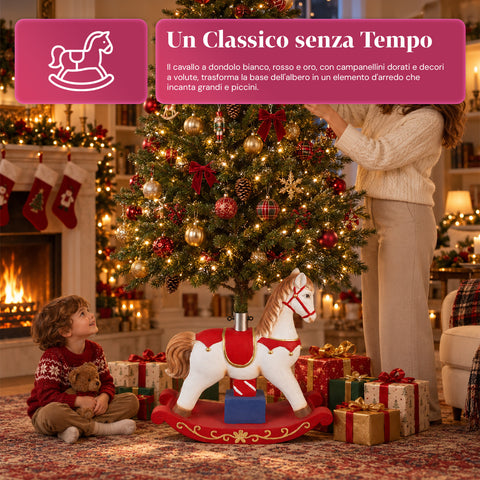 Base decorativa para árbol de Navidad de hasta 180 cm – 7 diseños pintados a mano en hierro y magnesio, modelos con luces LED, enganche Ø 4 cm
