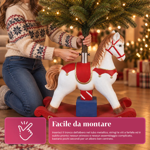 Base decorativa para árbol de Navidad de hasta 180 cm – 7 diseños pintados a mano en hierro y magnesio, modelos con luces LED, enganche Ø 4 cm