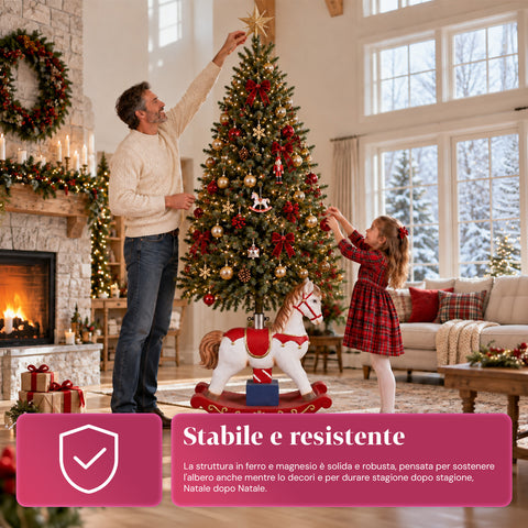 Base decorativa para árbol de Navidad de hasta 180 cm – 7 diseños pintados a mano en hierro y magnesio, modelos con luces LED, enganche Ø 4 cm