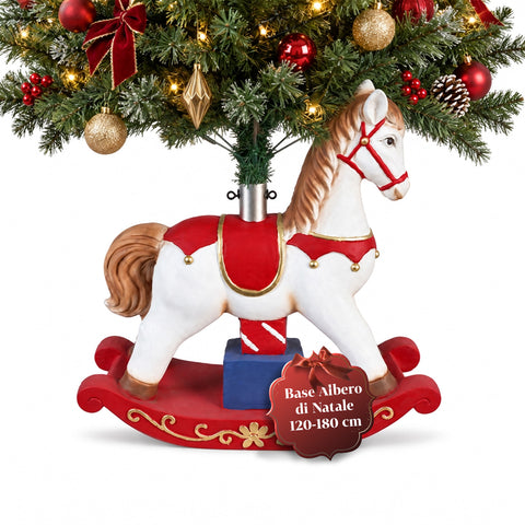 Base decorativa para árbol de Navidad de hasta 180 cm – 7 diseños pintados a mano en hierro y magnesio, modelos con luces LED, enganche Ø 4 cm