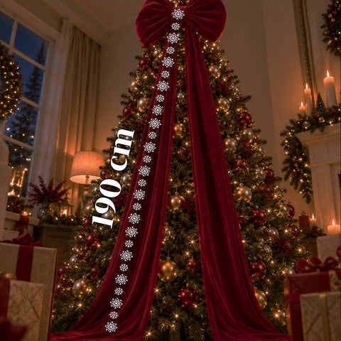 Lazo grande de terciopelo rojo de 190 cm - Adorno acolchado con gancho, decoración para puertas, árboles e interiores