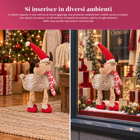 Reno navideño grande de 63 cm de peluche suave - Decoración navideña con patas lastradas | 4 colores