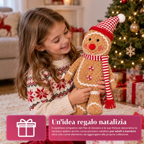 Muñeco Ginger de pan de jengibre de peluche de 30 y 40 cm - decoración navideña con gorro de chef o gorro navideño