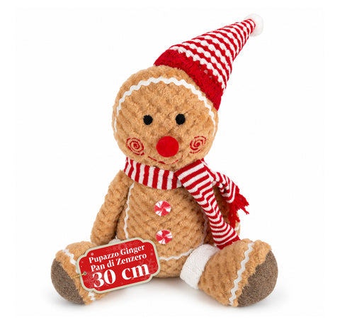 Muñeco Ginger de pan de jengibre de peluche de 30 y 40 cm - decoración navideña con gorro de chef o gorro navideño