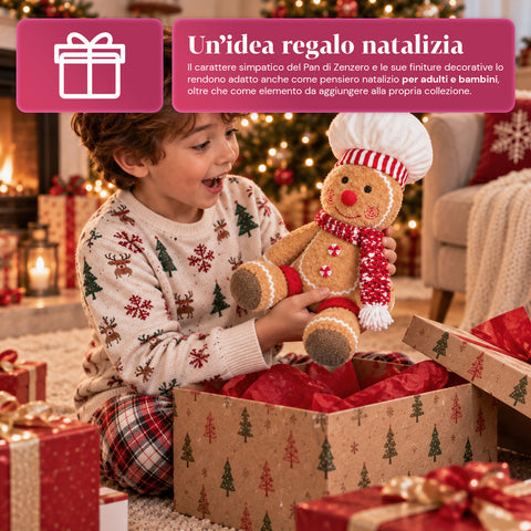 Muñeco Ginger de pan de jengibre de peluche de 30 y 40 cm - decoración navideña con gorro de chef o gorro navideño