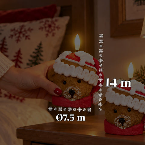 Candela Natalizia LED a Batteria in 3 Varianti – Babbo Natale con Albero, Orsetto e Viso Orso, Fiamma Effetto Reale, Decorazione Natale