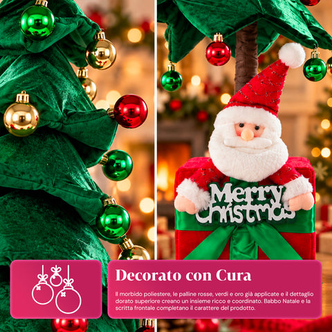 Árbol de Navidad decorativo extensible de 95 cm y 90 cm de poliéster, con base de paquete de regalo y bolas rojas, verdes y doradas - 3 variantes de color
