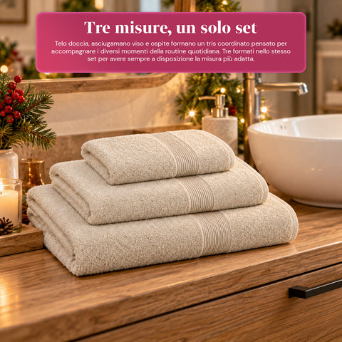 Juego de 3 toallas 100% algodón - Trío de baño con toalla de ducha de 90x140, toalla de 60x100 y toalla de invitados de 40x60 cm, suaves y absorbentes, 6 colores