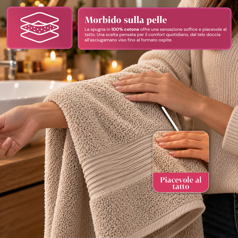 Juego de 3 toallas 100% algodón - Trío de baño con toalla de ducha de 90x140, toalla de 60x100 y toalla de invitados de 40x60 cm, suaves y absorbentes, 6 colores