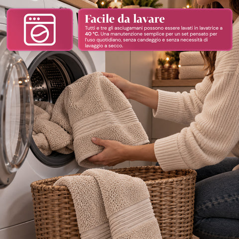 Juego de 3 toallas 100% algodón - Trío de baño con toalla de ducha de 90x140, toalla de 60x100 y toalla de invitados de 40x60 cm, suaves y absorbentes, 6 colores