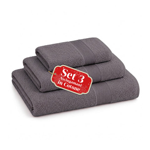 Juego de 3 toallas 100% algodón - Trío de baño con toalla de ducha de 90x140, toalla de 60x100 y toalla de invitados de 40x60 cm, suaves y absorbentes, 6 colores