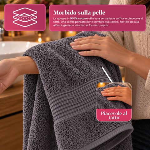 Juego de 3 toallas 100% algodón - Trío de baño con toalla de ducha de 90x140, toalla de 60x100 y toalla de invitados de 40x60 cm, suaves y absorbentes, 6 colores