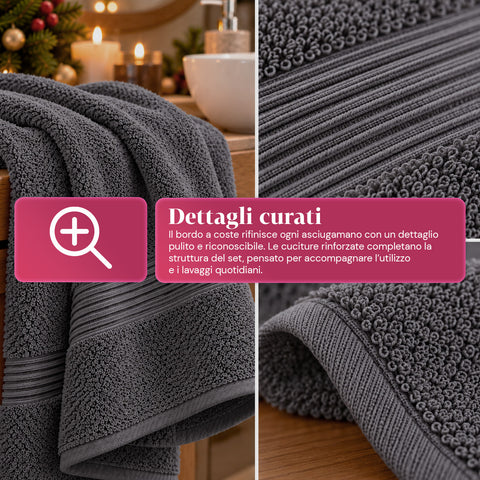 Juego de 3 toallas 100% algodón - Trío de baño con toalla de ducha de 90x140, toalla de 60x100 y toalla de invitados de 40x60 cm, suaves y absorbentes, 6 colores