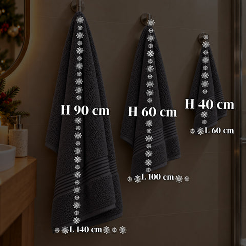 Juego de 3 toallas 100% algodón - Trío de baño con toalla de ducha de 90x140, toalla de 60x100 y toalla de invitados de 40x60 cm, suaves y absorbentes, 6 colores