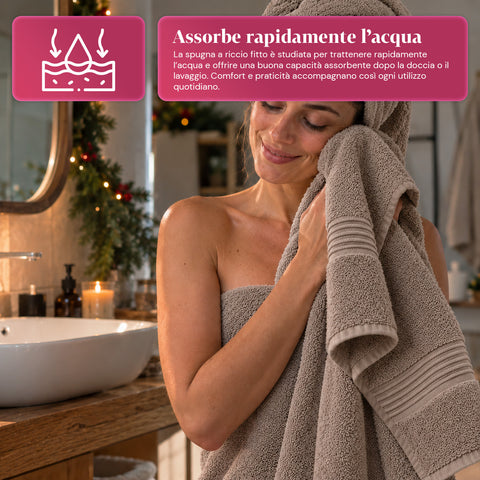 Juego de 3 toallas 100% algodón - Trío de baño con toalla de ducha de 90x140, toalla de 60x100 y toalla de invitados de 40x60 cm, suaves y absorbentes, 6 colores