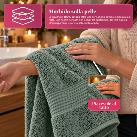 Juego de 3 toallas 100% algodón - Trío de baño con toalla de ducha de 90x140, toalla de 60x100 y toalla de invitados de 40x60 cm, suaves y absorbentes, 6 colores