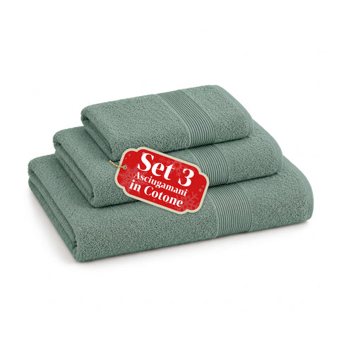 Juego de 3 toallas 100% algodón - Trío de baño con toalla de ducha de 90x140, toalla de 60x100 y toalla de invitados de 40x60 cm, suaves y absorbentes, 6 colores