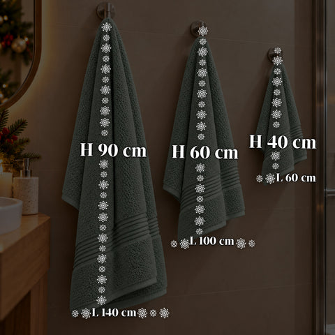 Juego de 3 toallas 100% algodón - Trío de baño con toalla de ducha de 90x140, toalla de 60x100 y toalla de invitados de 40x60 cm, suaves y absorbentes, 6 colores