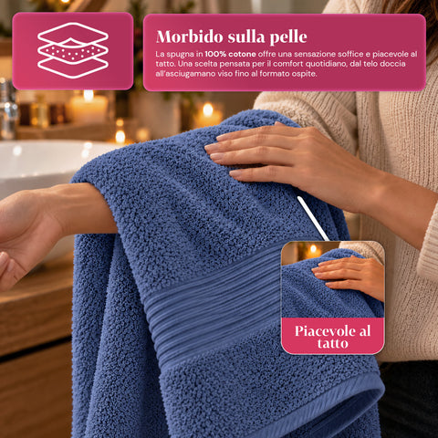 Juego de 3 toallas 100% algodón - Trío de baño con toalla de ducha de 90x140, toalla de 60x100 y toalla de invitados de 40x60 cm, suaves y absorbentes, 6 colores