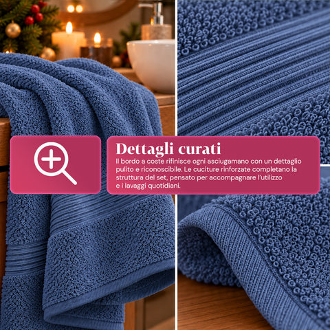 Juego de 3 toallas 100% algodón - Trío de baño con toalla de ducha de 90x140, toalla de 60x100 y toalla de invitados de 40x60 cm, suaves y absorbentes, 6 colores