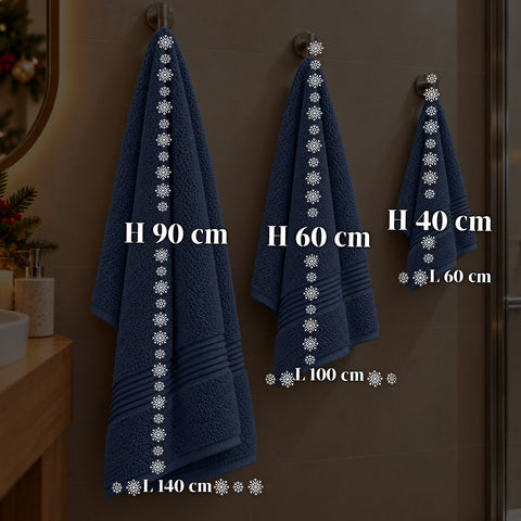 Juego de 3 toallas 100% algodón - Trío de baño con toalla de ducha de 90x140, toalla de 60x100 y toalla de invitados de 40x60 cm, suaves y absorbentes, 6 colores