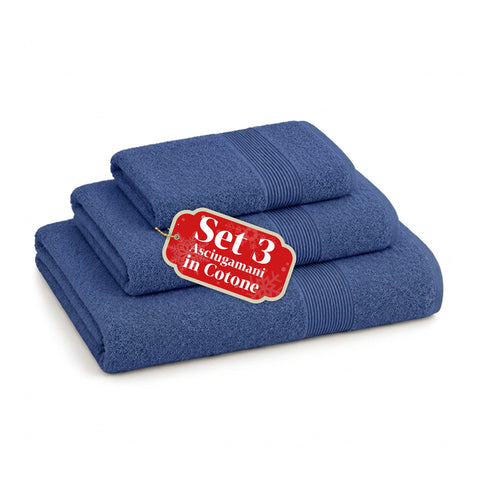Juego de 3 toallas 100% algodón - Trío de baño con toalla de ducha de 90x140, toalla de 60x100 y toalla de invitados de 40x60 cm, suaves y absorbentes, 6 colores